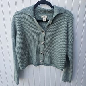 Jessica Simpson Cozy Green Button-Up Sweater Womens XS